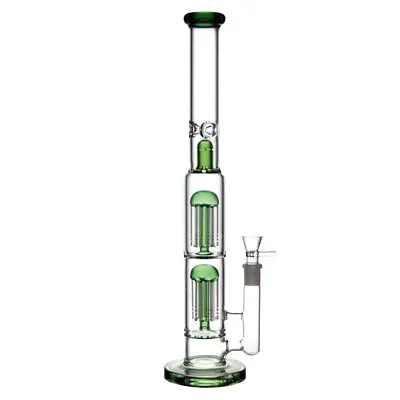 $47.99 • Buy 16 Inch Green Hookah Glass Big Bong Water Smoking Pipe Bubbler W /Ice Catcher