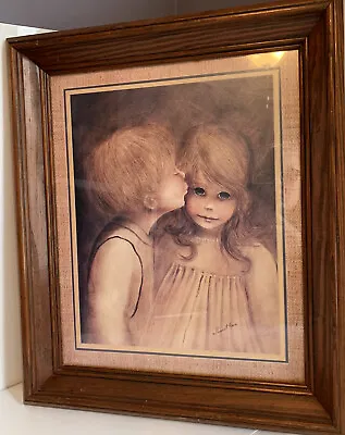 Margaret Kane Big Eyes Little Kiss Boy & Girl 20x17 Framed Print • $30