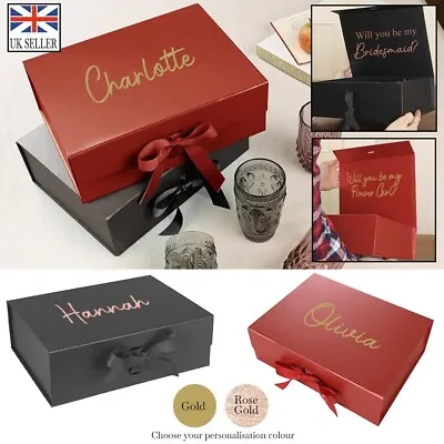£10.49 • Buy Personalised Wedding Will You Be My Bridesmaid Proposal Gift Box Black Red A4