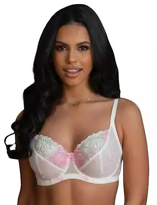 Pour Moi St Tropez Full Cup Bra Undewired Supportive Bras 7702 White/Pink/Green • £28