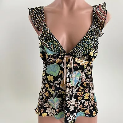 Victoria's Secret Satin Ruffle V Neck Floral Camisole Sleepwear Top  Size M  NWT • $18.99