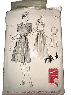 Vintage 1940s House Coat/Dress Sewing Pattern - 4456 - Bust 30 -Complete READ • $12.50