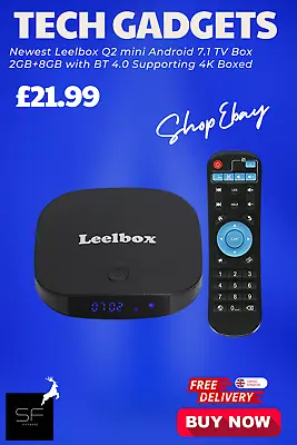 Newest Leelbox Q2 Mini Android 7.1 TV Box 2GB+8GB With BT 4.0 Supporting 4K Boxe • £19.99