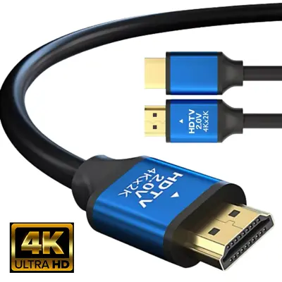 HDMI Cable 4K 2.0 Ultra 2160p HD Lead Short Long 1.5m 3m 5m TV PC Games Consoles • £7.99