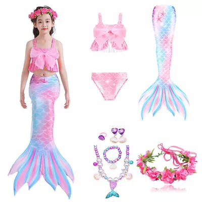 Girl Mermaid Tail Swim Party Cosplay Costumes Kids Mermaid Swimsuit Bikini Set • £16.33