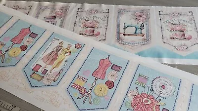 Retro Vintage Sewing Theme Bunting Panel Bunting 100% Cotton DIY Fabric Panel • £5.30