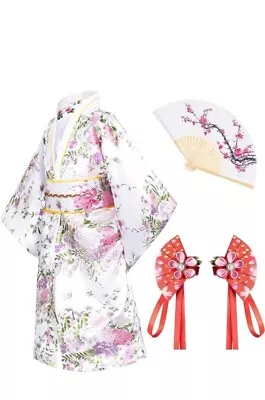 Kids Japanese Costume Outfit Kimono Robe Party Fancy Dress White 120cm 5-6 Years • £22