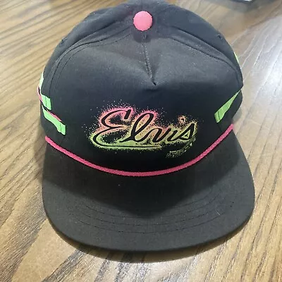 Vintage 90s Triangle Headwear Elvis Snapback Hat Cap Neon Green Pink • $54.99