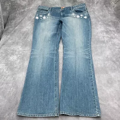 Dana Buchman Jeans Women 16/33 Blue Beaded Modern Fit Low Slim Leg Fit Flare NWT • $34.97