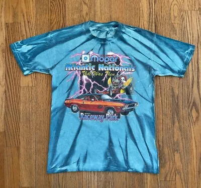 Vintage Mopar Atlantic Nationals Raceway Park Shirt Blue Tie-Dye SZ XL • $40