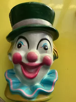 Plastic Vintage Clown Head Coin Piggy Bank Money Box Hong Kong • $8