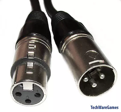 XLR Micrphone Cable 3M MALE TO FEMALE JACK LEAD PLUG Mic Balanced Patch Cable • £5.99