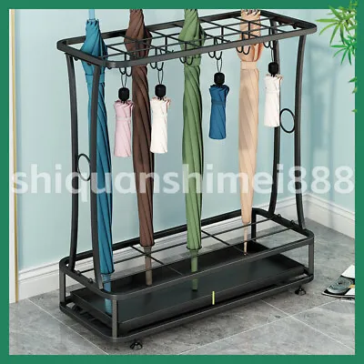 Metal 21-Slot Umbrella Stand Holder Free Standing Storage Rack With 24 Hooks • $49