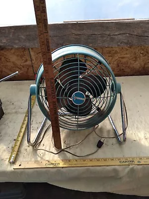 Vintage Dominion Portable Fan Mid Century Atomic Style Aqua Turquoise  • $75