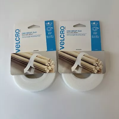 Velcro One-Wrap Roll 2 Pack Of Cut To Length Bundling Strap White  12ft X 3/4in • $14.95