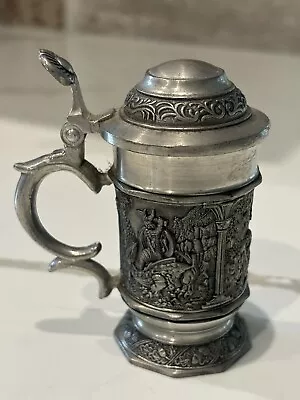 3” German BMP-ZINN 97% PEWTER MINIATURE STEIN Norse Viking Dragon Castle Scene • $29.99