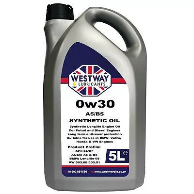 0W30 5L Fully Synthetic Engine Oil A5/B5 0w/30 - 5 Litres  • £29.99