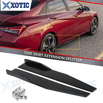 For Universal Car Gloss Black Side Skirt Extension Rocker Panel Lip Splitters • $29.87