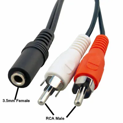 £2.49 • Buy 3.5mm Stereo Jack Female Socket To 2 Phono Male RCA Plugs Cable Audio Adapter