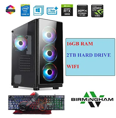 Gaming PC Desktop I7 I5 I3 2TB+480GB SSD 16GB RAM NVIDIA RTX 4060 Windows10 WiFi • £309.99