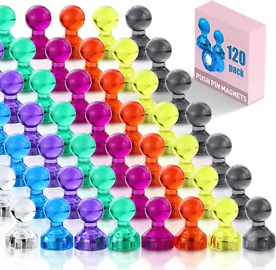 Push Pin Magnets 120 Pack 8 Colors Refrigerator Magnets Colorful And Practical • $20.49