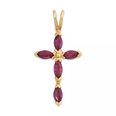 Vintage 14k Yellow Gold Ruby Cross Pendant • $209.50