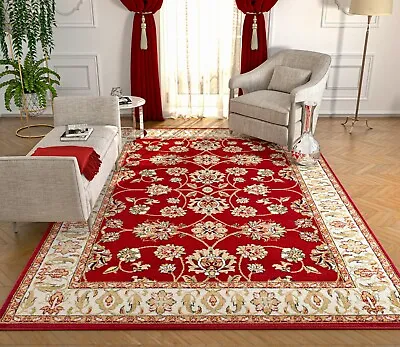 New Red Area Rugs 8x10 Living Room Rugs Floor Oriental Carpet Traditional Rugs • $29.98