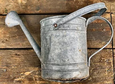 Vtg Galvanized Garden Watering Can With Rose A • $14