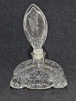 6.5  Vintage AVON Clear Glass Perfume Bottle Starburst Design Butterfly Stopper • $15