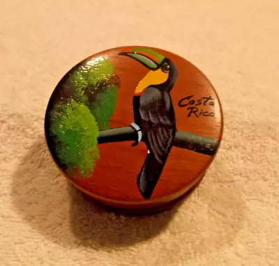 Round Wooden Trinket Box - Costa Rica - Colorful Toucan • $9.99