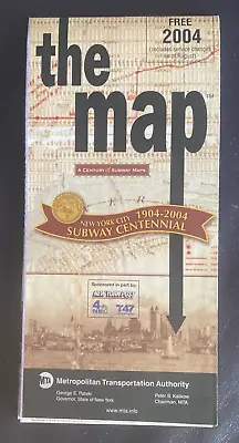 2004 - Centennial - Vintage NYC MTA Subway Foldout Map - FREE SHIPPING • $13
