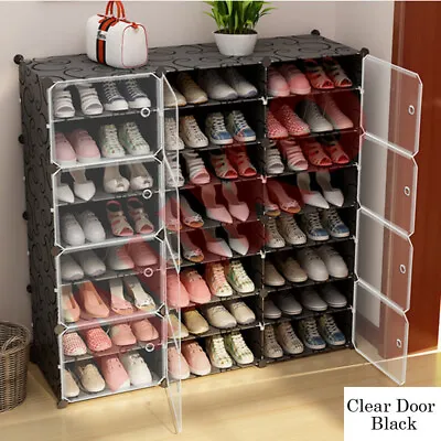 Clear Door Cube DIY Shoe Cabinet Rack Storage Portable Stackable Organiser Stand • $59.99