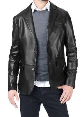 Men's Leather Blazer Genuine Soft Lambskin Real Leather Sport Coat Jacket • $119.99