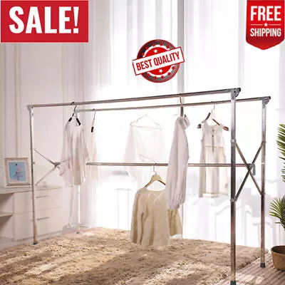 Foldable H-Type Metal Clothes Drying Rack Extended Length Space-Saving 79 In Hot • $56.24