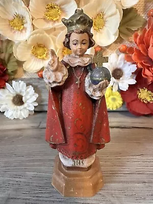 Vintage Miniature Carved Infant Jesus Of Prague Wooden Statue Italy 4” • $32.99