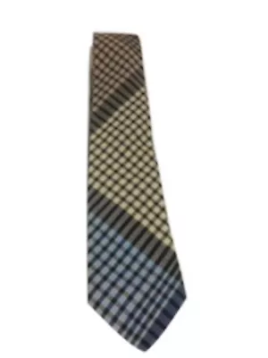 Missioni Plaid Cotton Neck Tie Blue And Tan 55” Long EUC • $24.99