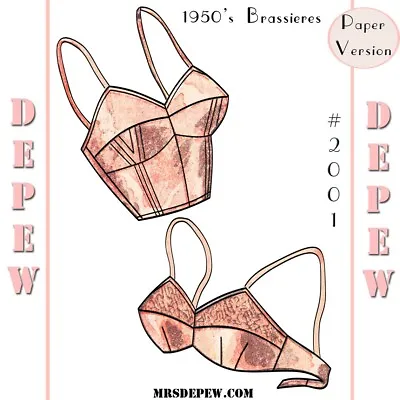 Vintage Sewing Pattern French Long Line 1950s Pin-up Bra Multi-size 32-44  Bust • $15.25