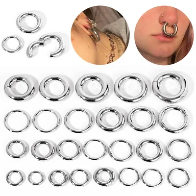 Large Size Hoop Earrings Stainless Steel Ear Gauges Nose Piercing Punk Jewelry • $7.19