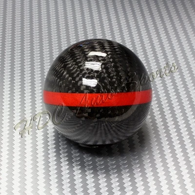 $23.99 • Buy Real Carbon Fiber Ball Manual MT Gear Shift Shifter Knob W/Red Stripe Universal