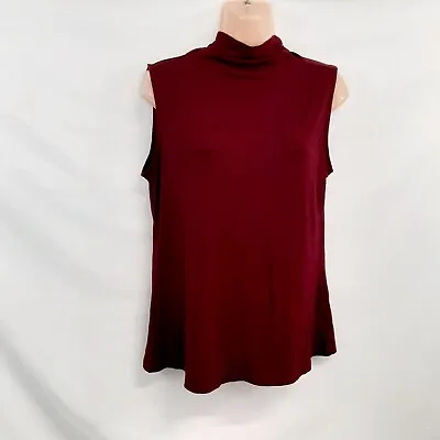 Bellatrix Top Blouse Shirt Women Size 1X/L Maroon Mock Neck Fitted Sleeveless • $21.23