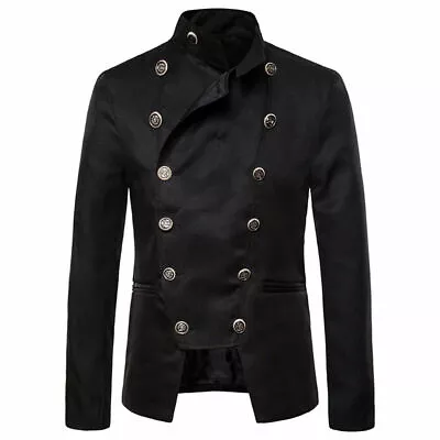 Mens Double-Breasted Hussar Suit Jacket Artillery Drummer Steampunk Blazer • $23.81