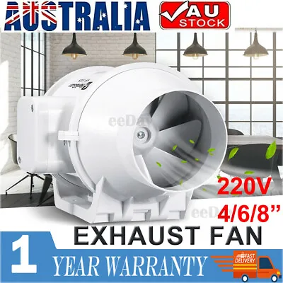 Upgrade Extractor Fan 4/6/8  Inch Duct Hydroponic Inline Exhaust Vent Industrial • $46