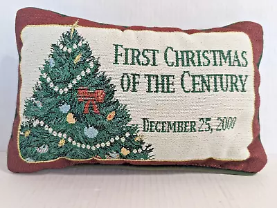 Vintage First Christmas Of The Century Pillow 12  X 7  Accent Tapestry • $17.49