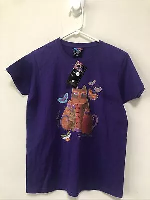 NWT Vintage Crimson Cats Laurel Burch Graphic Purple Short Sleeved Size Small T- • $29.99