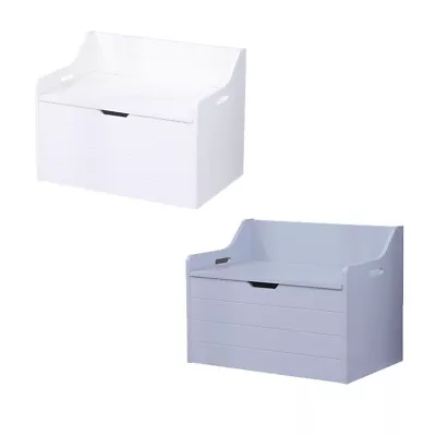 Wooden Toy Box Large White Storage Unit Kids Toys Children Nursery Bedroom Chest • £41.95