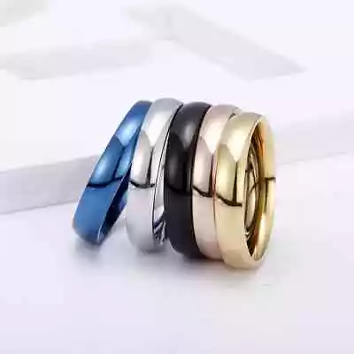 4MM Stainless Steel Gold Plated Men Women Wedding Ring Band Size 3-13 • $3.80