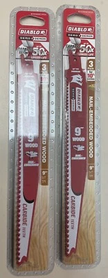 $27 • Buy 2- Diablo Demo Demon 9in Reciprocating Carbide Saw 6-Blades 3 Pack - DS0906CWS3