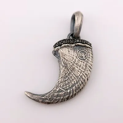 David Yurman Sterling Silver Black Diamond Petrvs Bear Claw Pendant Tag Amulet • $199.99