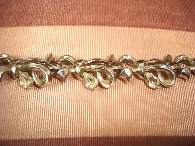 Vintage CROWN TRIFARI Silver Tone Ribbons & Clear Teardrop Rhinestones Bracelet • $11.99