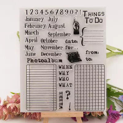 Calendar Things To Do Pattern Silicone Clear Stamp Scrapbooking Embossing Craft • £3.89